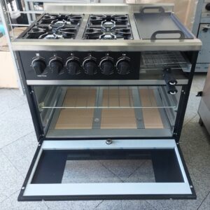 cocina hoffen 4 hornallas con plancha y tostadora color negro